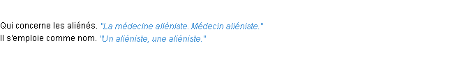 Définition aliéniste ACAD 1932