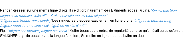 Définition aligner ACAD 1932