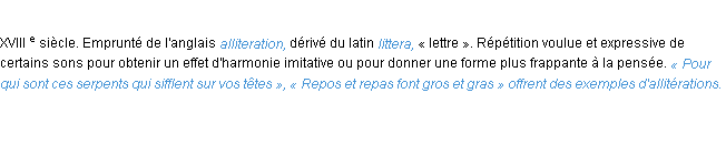 Définition allitération ACAD 1986