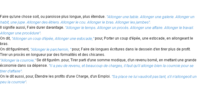 Définition allonger ACAD 1798