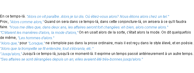 Définition alors ACAD 1835