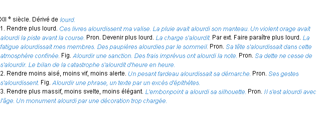 Définition alourdir ACAD 1986