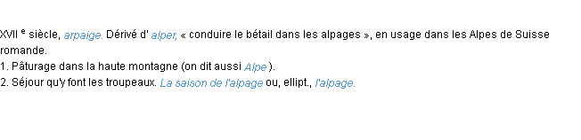 Définition alpage ACAD 1986