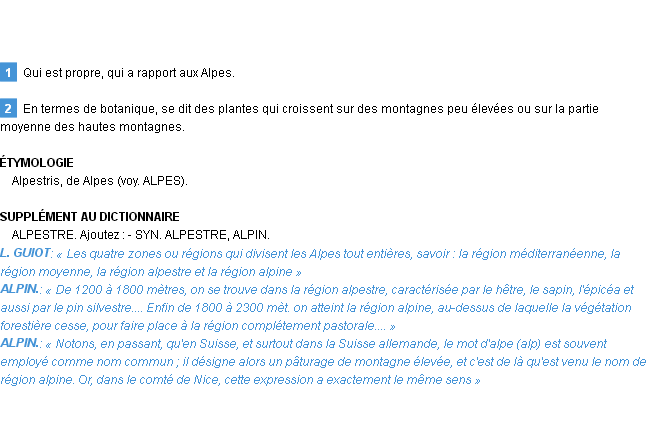 Définition alpestre Emile Littré