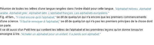 Définition alphabet ACAD 1932