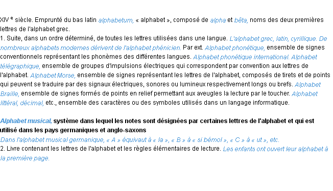 Définition alphabet ACAD 1986