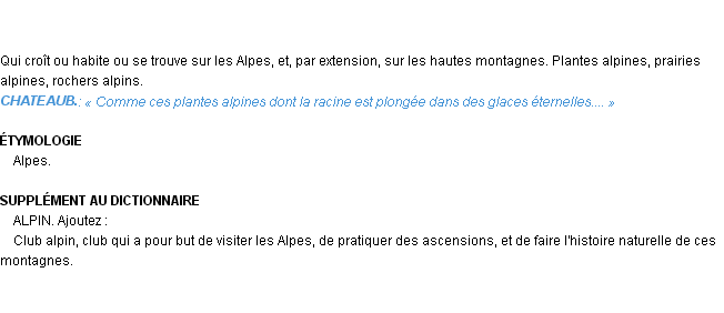Définition alpin Emile Littré