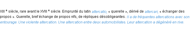 Définition altercation ACAD 1986