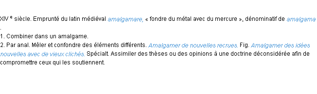 Définition amalgamer ACAD 1986