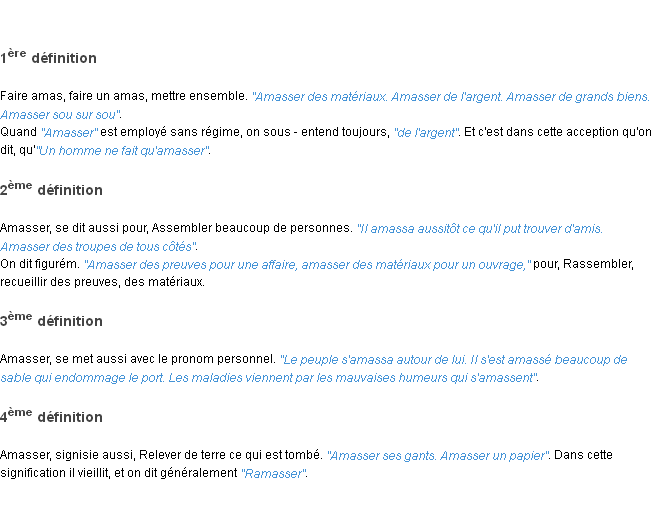Définition amasser ACAD 1798