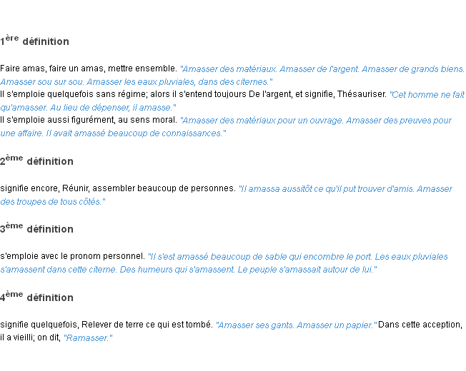 Définition amasser ACAD 1835
