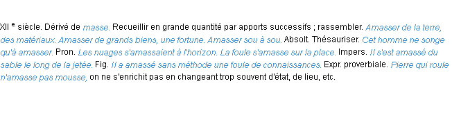 Définition amasser ACAD 1986