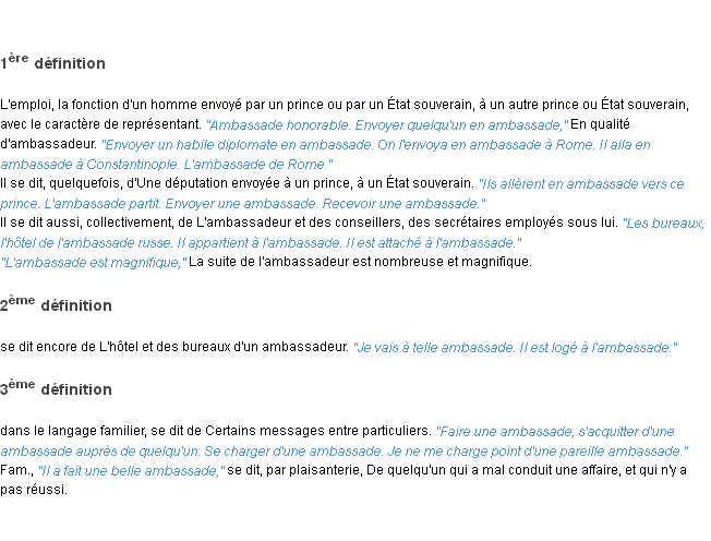 Définition ambassade ACAD 1835