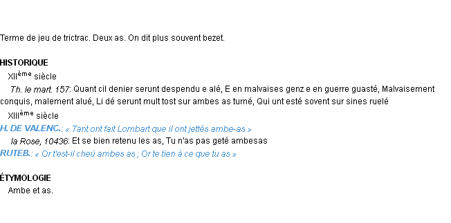 Définition ambesas Emile Littré