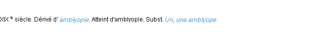 Définition amblyope ACAD 1986