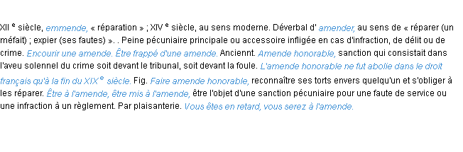 Définition amende ACAD 1986