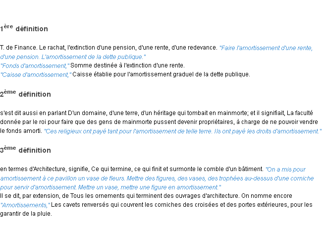 Amortissement définition