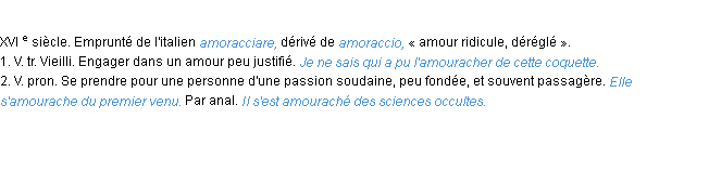 Définition amouracher ACAD 1986