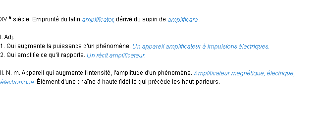 Définition amplificateur ACAD 1986