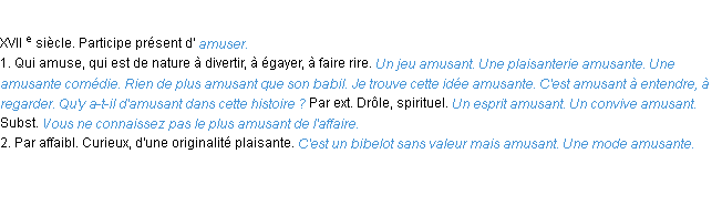 Définition amusant ACAD 1986