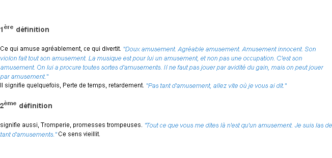 Définition amusement ACAD 1835