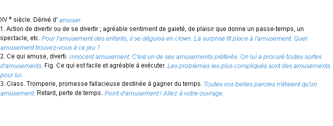 Définition amusement ACAD 1986