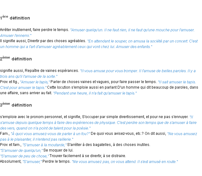 Définition amuser ACAD 1835