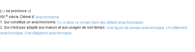 Définition anachronique ACAD 1986