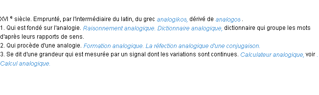 Définition analogique ACAD 1986