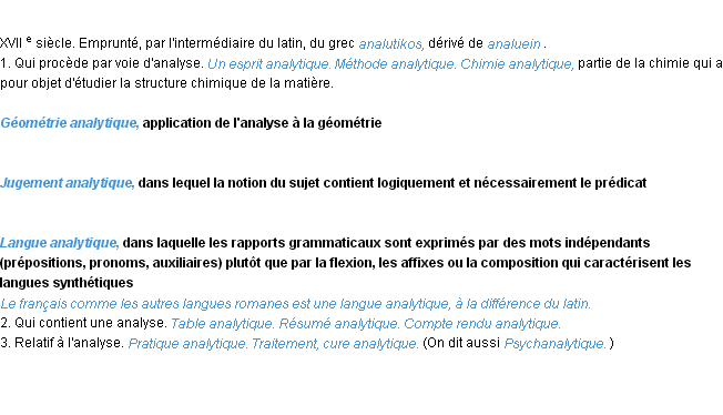Définition analytique ACAD 1986