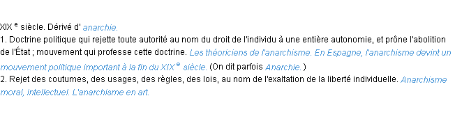 Définition anarchisme ACAD 1986