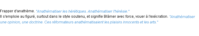 Définition anathématiser ACAD 1932