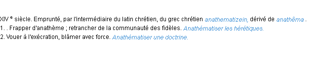 Définition anathématiser ACAD 1986