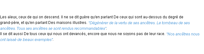Définition ancêtres ACAD 1798