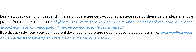 Définition ancêtres ACAD 1835