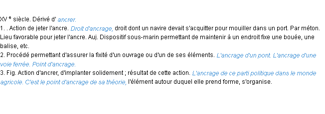 Définition ancrage ACAD 1986