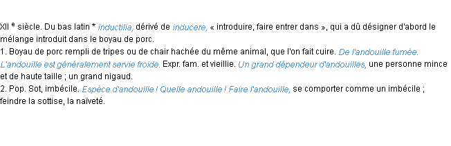 Définition andouille ACAD 1986