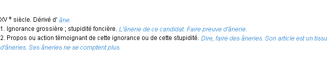 Définition ânerie ACAD 1986