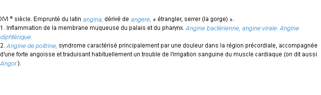 Définition angine ACAD 1986