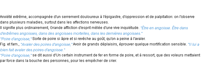 Définition angoisse ACAD 1835