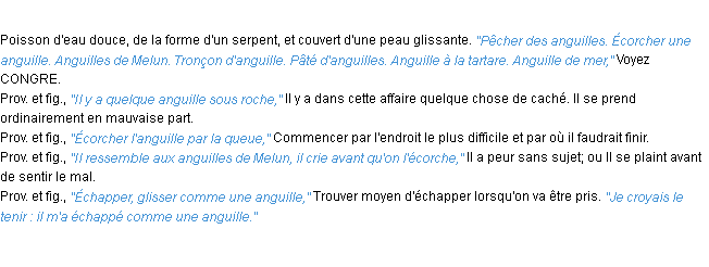 Définition anguille ACAD 1932