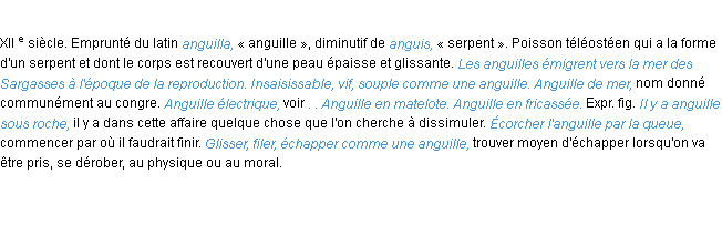 Définition anguille ACAD 1986