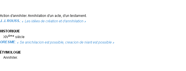 Définition annihilation Emile Littré