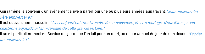 Définition anniversaire ACAD 1932