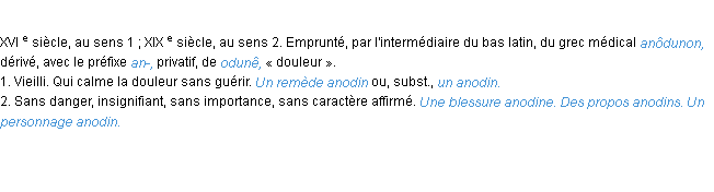 Définition anodin ACAD 1986