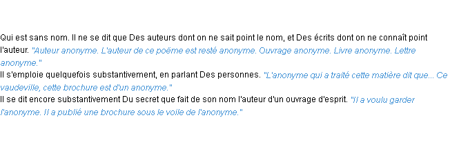 Définition anonyme ACAD 1835