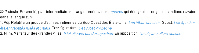 Définition apache ACAD 1986