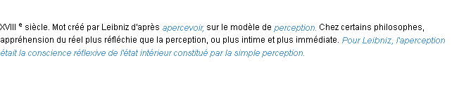 Définition aperception ACAD 1986