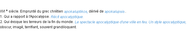 Définition apocalyptique ACAD 1986