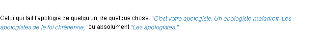 Définition apologiste ACAD 1932